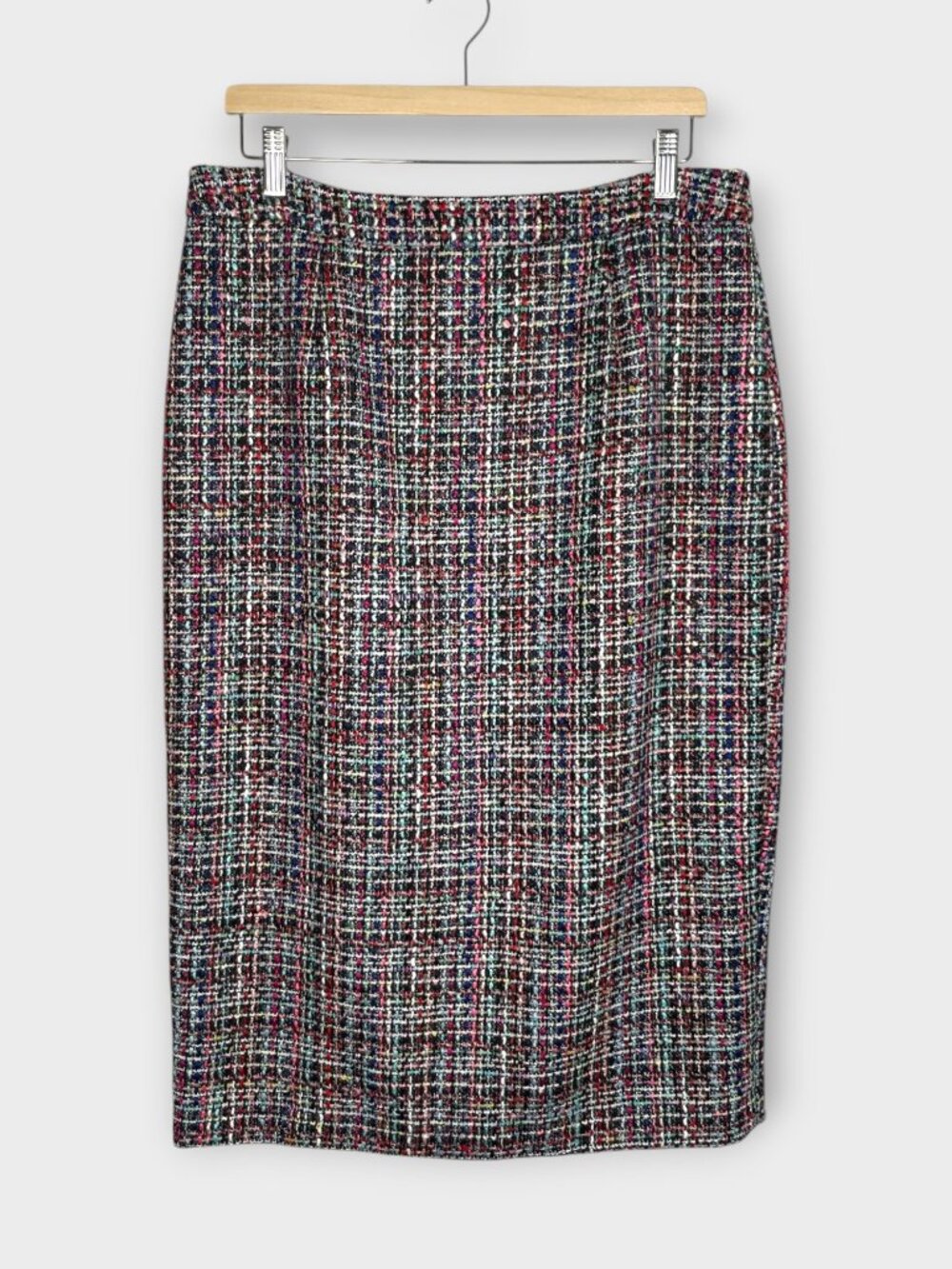 Halogen Callie Tweed Pencil Skirt Size 14 Lined Black Pink Office Siren NEW
